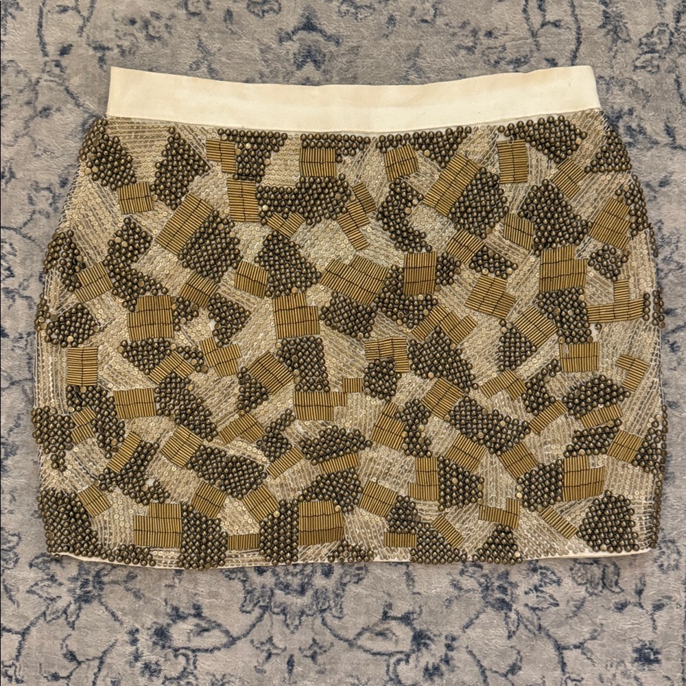 Robert Rodriguez Cream and Black Skirt beaded skirt